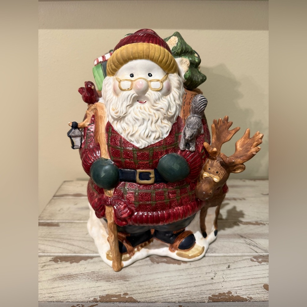Festive Santa & His Wintry Friends Ceramic Cookie Jar